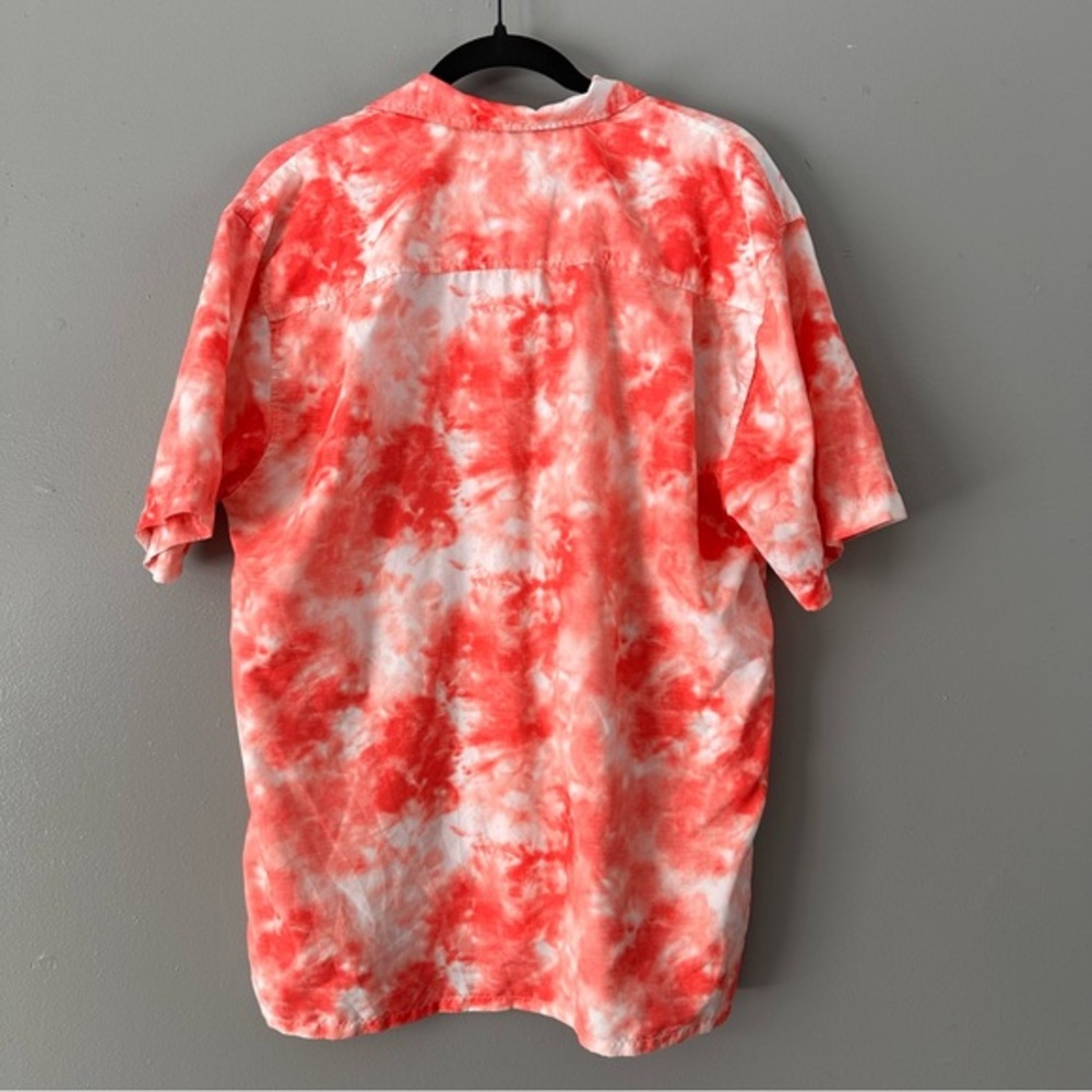 Uzzi Amphibous Gear Button Down Short Sleeve Top | Orange/Coral +  White Tie Dye - Picture 7 of 11